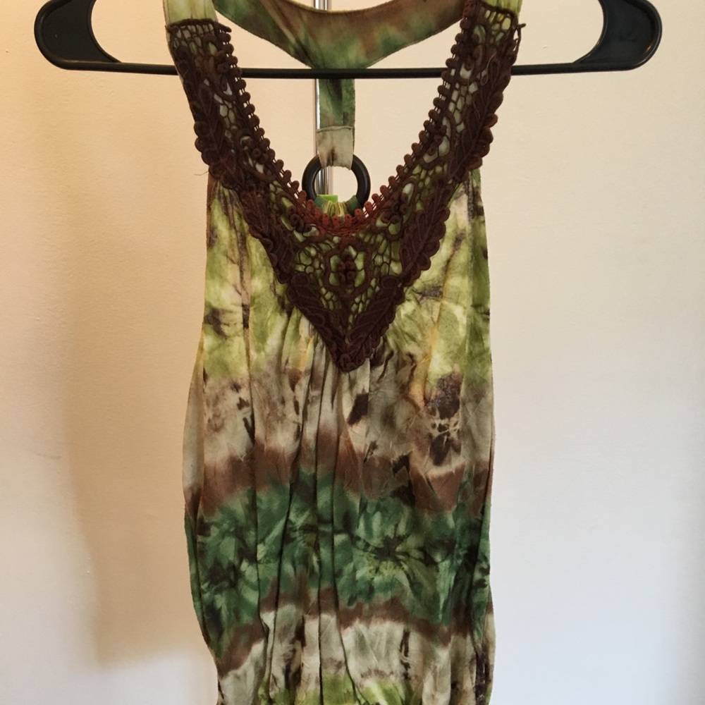Green and brown tank top